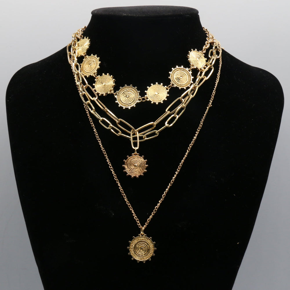 Multi-Layered Gear-like Chain Necklace JLTN0728 Just Lil Things