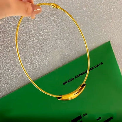 Golden Arc Choker Necklace JLTN0843 Just Lil Things