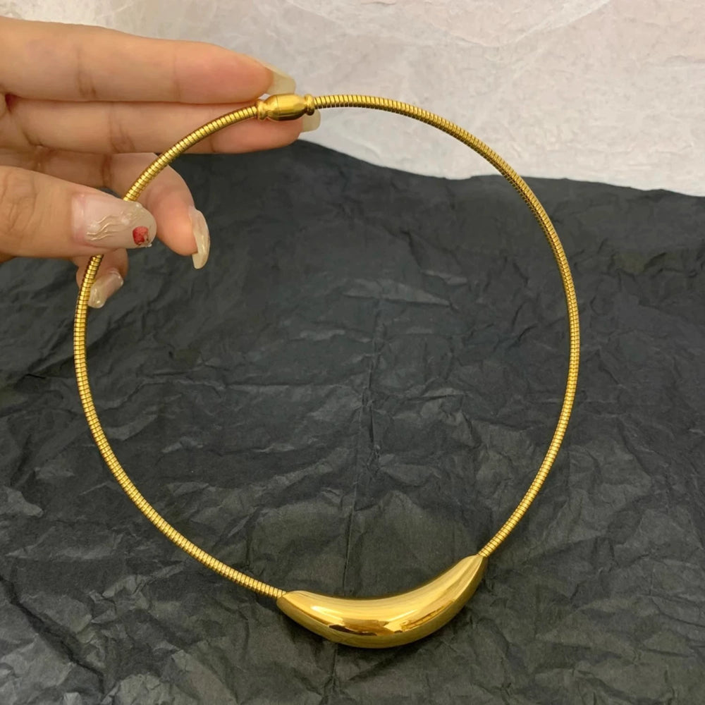 Golden Arc Choker Necklace JLTN0843 Just Lil Things