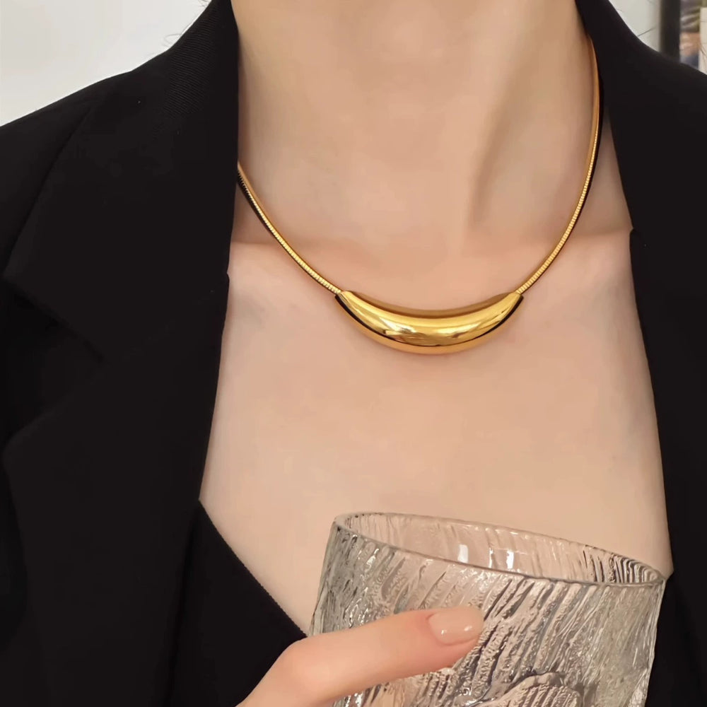 Golden Arc Choker Necklace JLTN0843 Just Lil Things