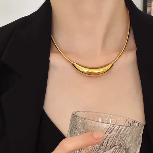 Golden Arc Choker Necklace JLTN0843 Just Lil Things