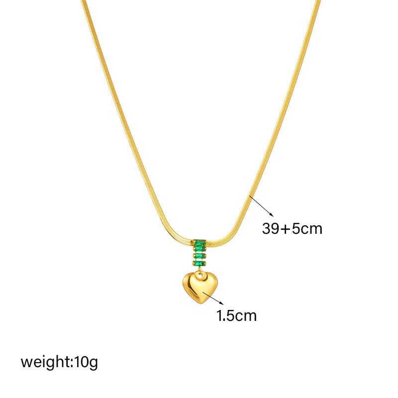 Golden Heart Pendant with Emerald Green Accents Necklace JLTN1263 Just Lil Things