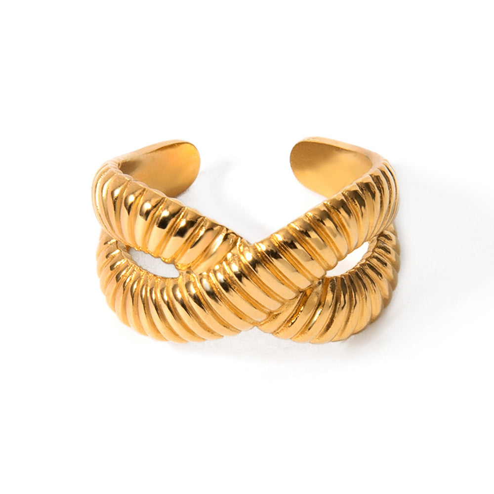 Cross Tubular “X” silhouette Gold-tone Ring JLTR0432 Just Lil Things