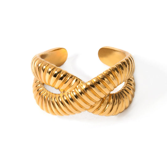 Cross Tubular “X” silhouette Gold-tone Ring JLTR0432 Just Lil Things