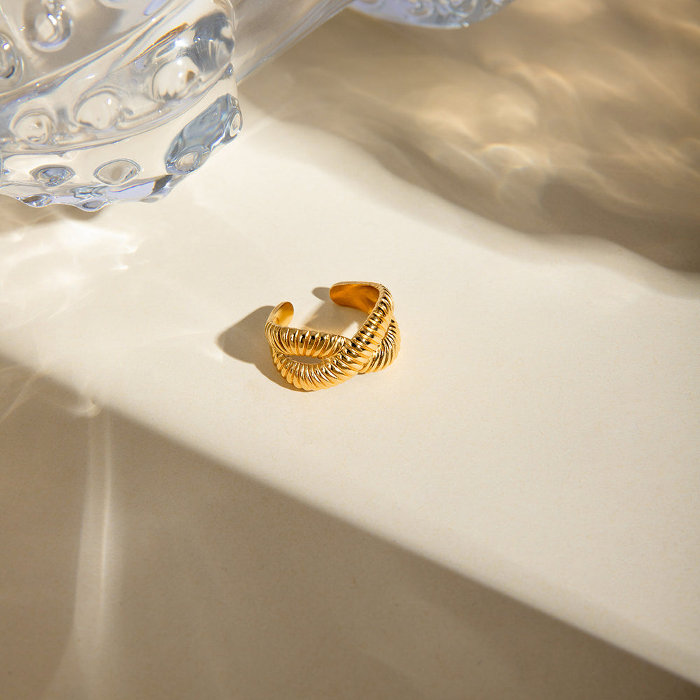 Cross Tubular “X” silhouette Gold-tone Ring JLTR0432 Just Lil Things