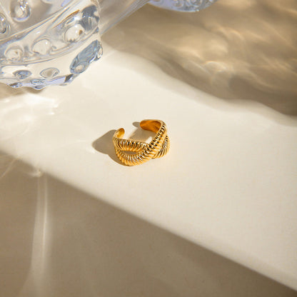 Cross Tubular “X” silhouette Gold-tone Ring JLTR0432 Just Lil Things
