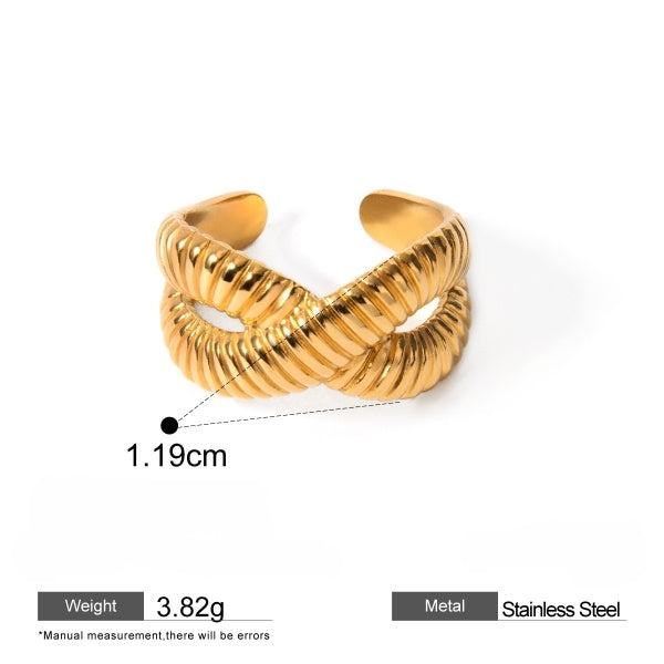 Cross Tubular “X” silhouette Gold-tone Ring JLTR0432 Just Lil Things