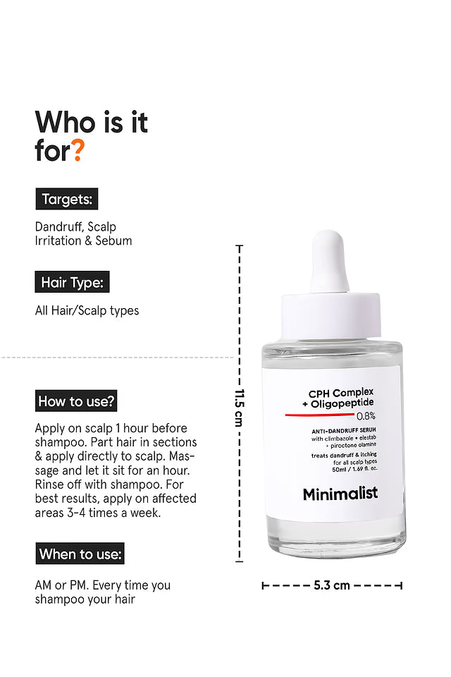 Minimalist Anti-Dandruff Hair Serum For Flaky & Itchy Scalp,Pre Shampoo Dandruff Treatment 50 MILLI_LITRE