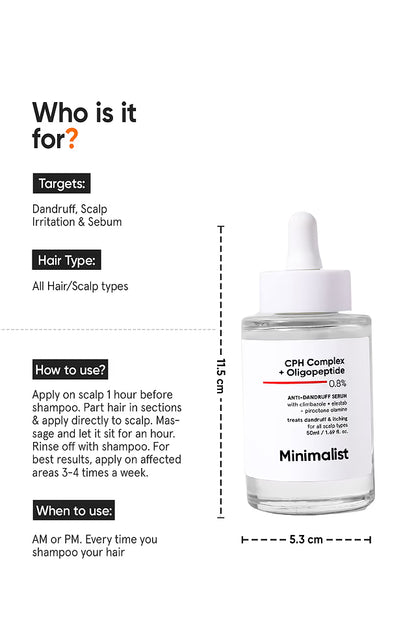 Minimalist Anti-Dandruff Hair Serum For Flaky & Itchy Scalp,Pre Shampoo Dandruff Treatment 50 MILLI_LITRE