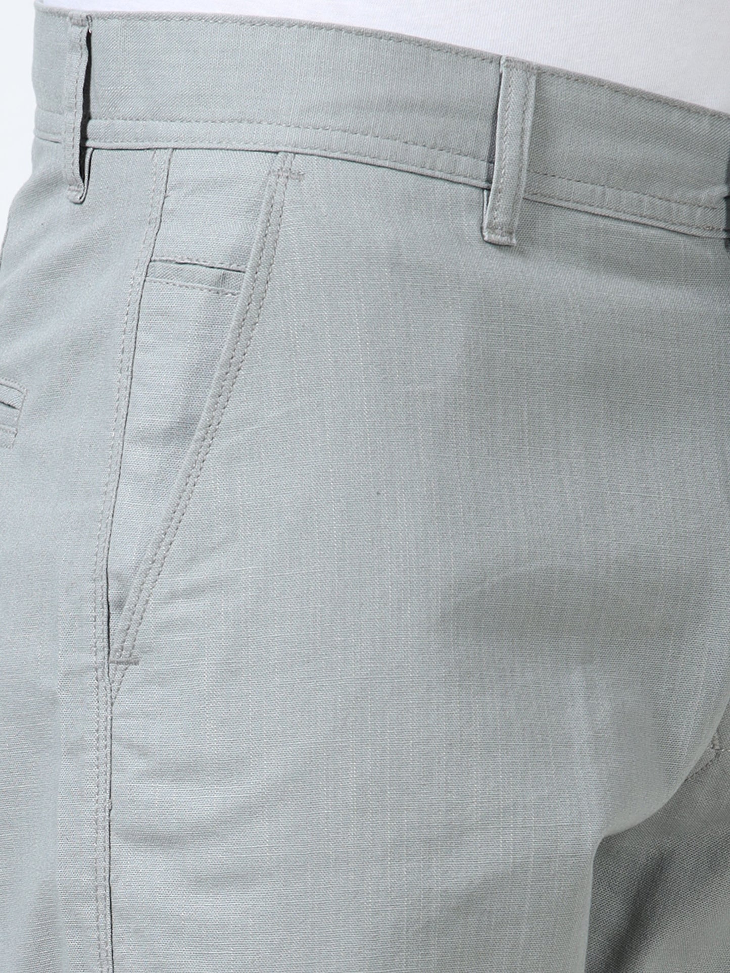 Men's Grey Regular Fit Solid Linen Shorts