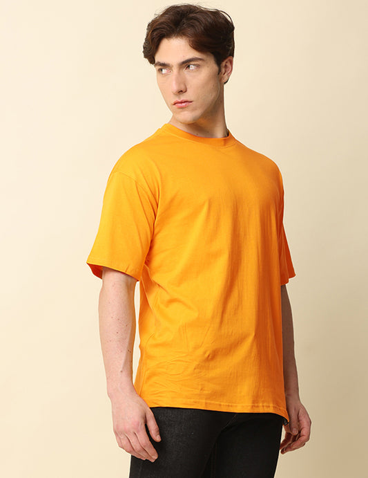Men's Mustard Solid Oversized T-Shirt