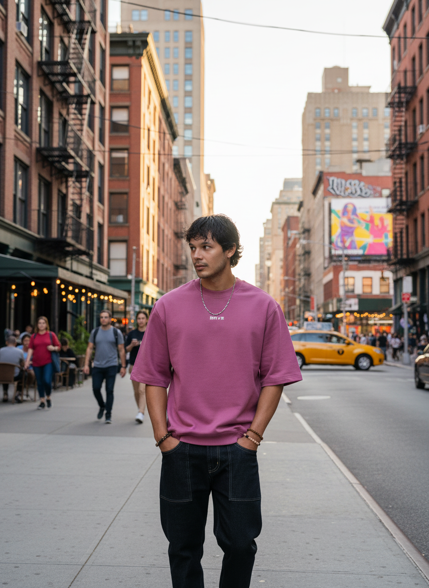 Blush Ribbed Men's Oversized T-shirt B5IVE