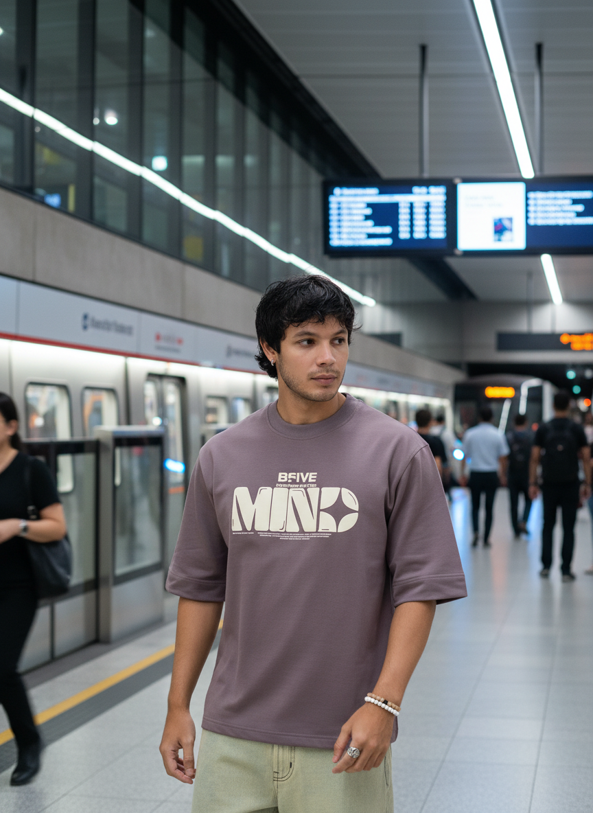 Mauve Mind Chill Men's Oversized T-shirt B5IVE