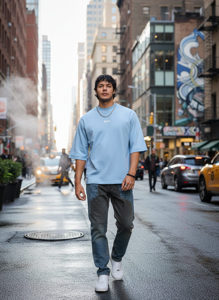 Classic 'Sky-Drift' Oversized Men's T-Shirt B5IVE