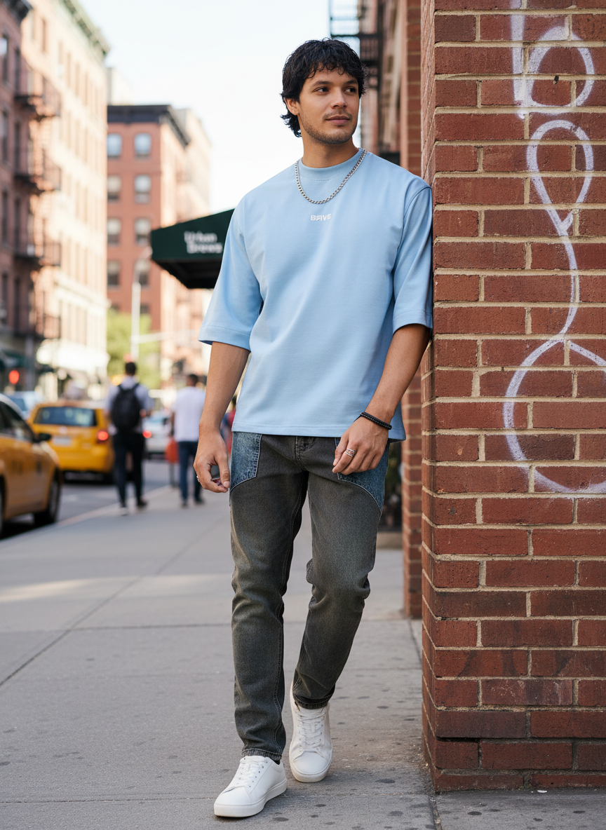 Classic 'Sky-Drift' Oversized Men's T-Shirt B5IVE