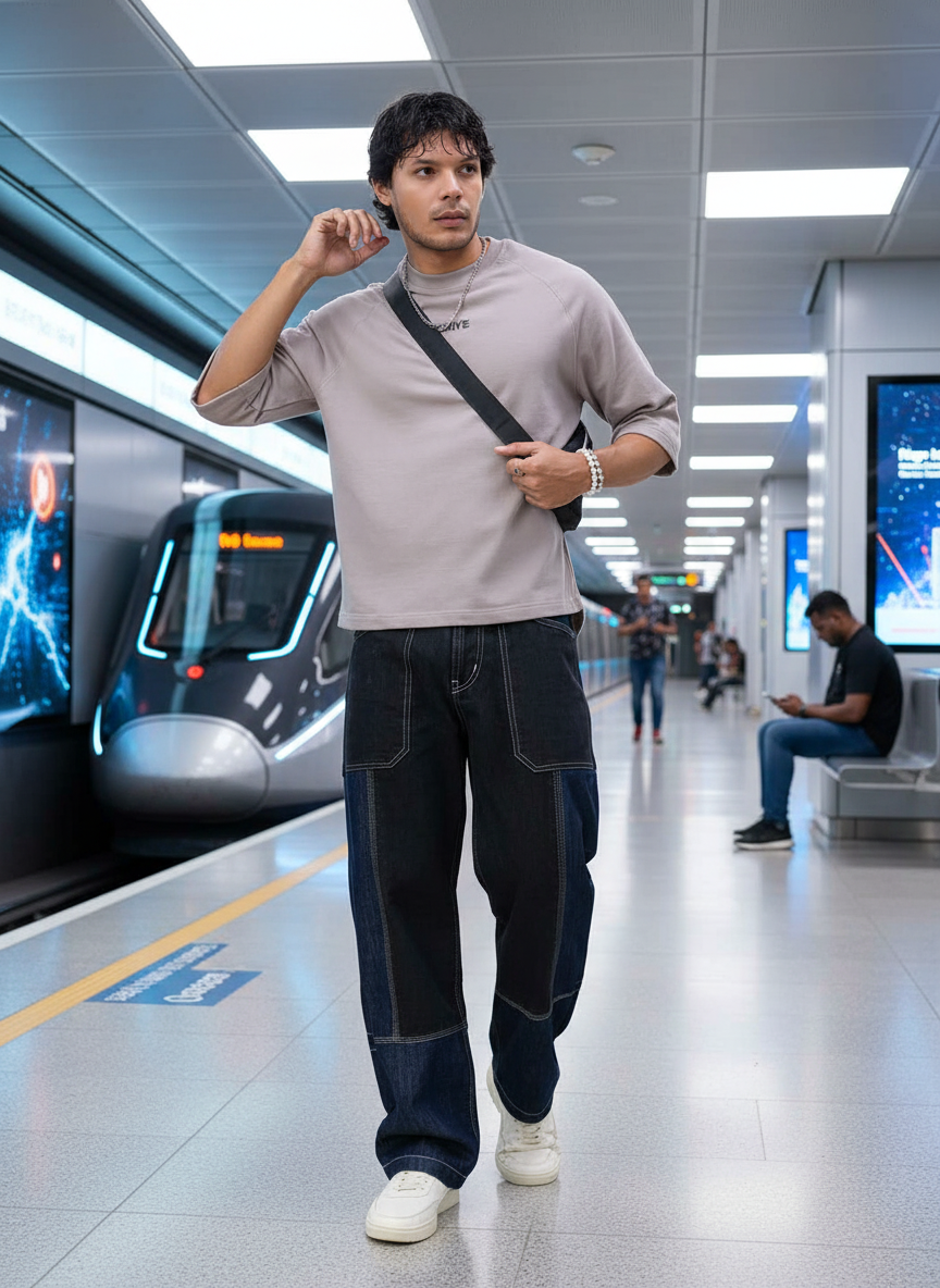Unbothered Boxy Raglan Oversized Men's T-Shirt B5IVE