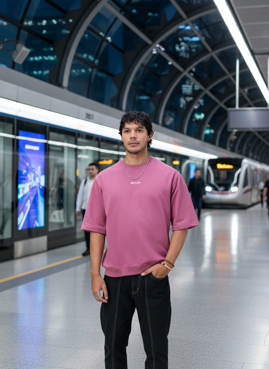Blush Ribbed Men's Oversized T-shirt B5IVE