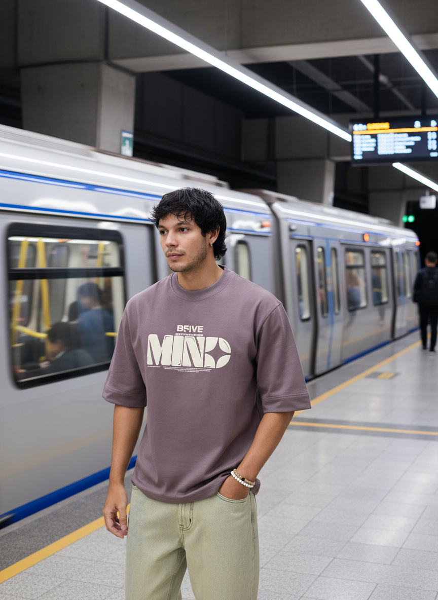 Mauve Mind Chill Men's Oversized T-shirt B5IVE