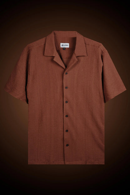 Brown Textured Slim Fit Shirt