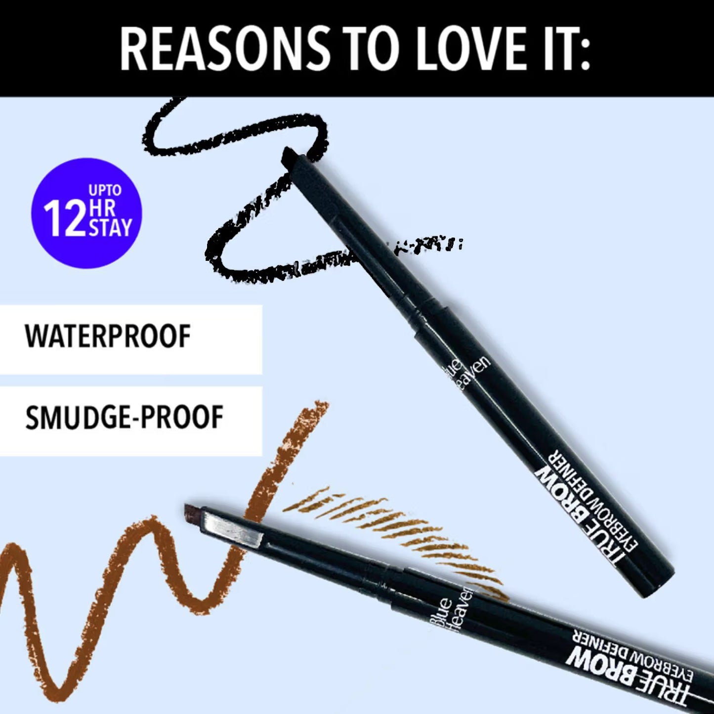 Blue Heaven TRUE BROW LONG STAY EYEBROW DEFINER - Black 0.3 GRAM
