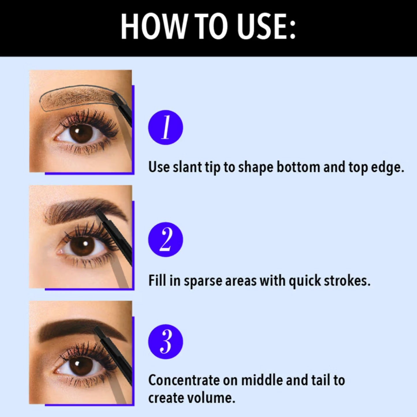Blue Heaven TRUE BROW LONG STAY EYEBROW DEFINER - Black 0.3 GRAM