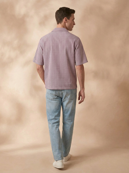 Relaxed Fit Maroon Cotton Stripes Casual Shirt for Men (DURGE)