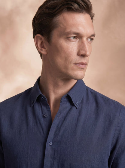 Regular Fit Cotton Navy Casual Shirt for Men (LITON)