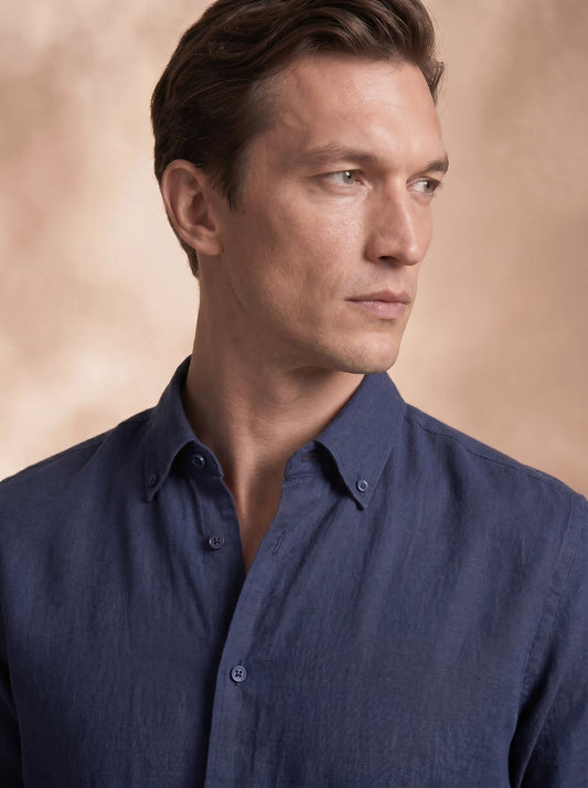 Regular Fit Cotton Navy Casual Shirt for Men (LITON)