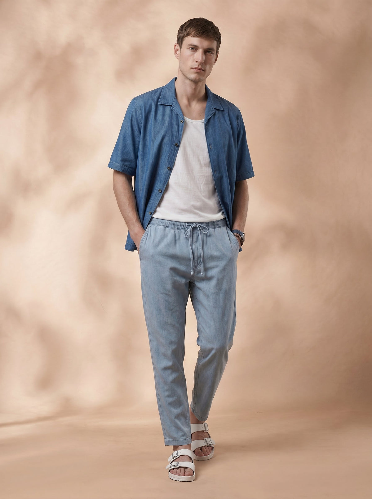 Regular Fit Cotton Blue Casual Shirt for Men (DRAWN)