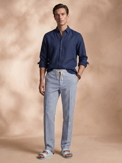 Regular Fit Cotton Navy Casual Shirt for Men (LITON)