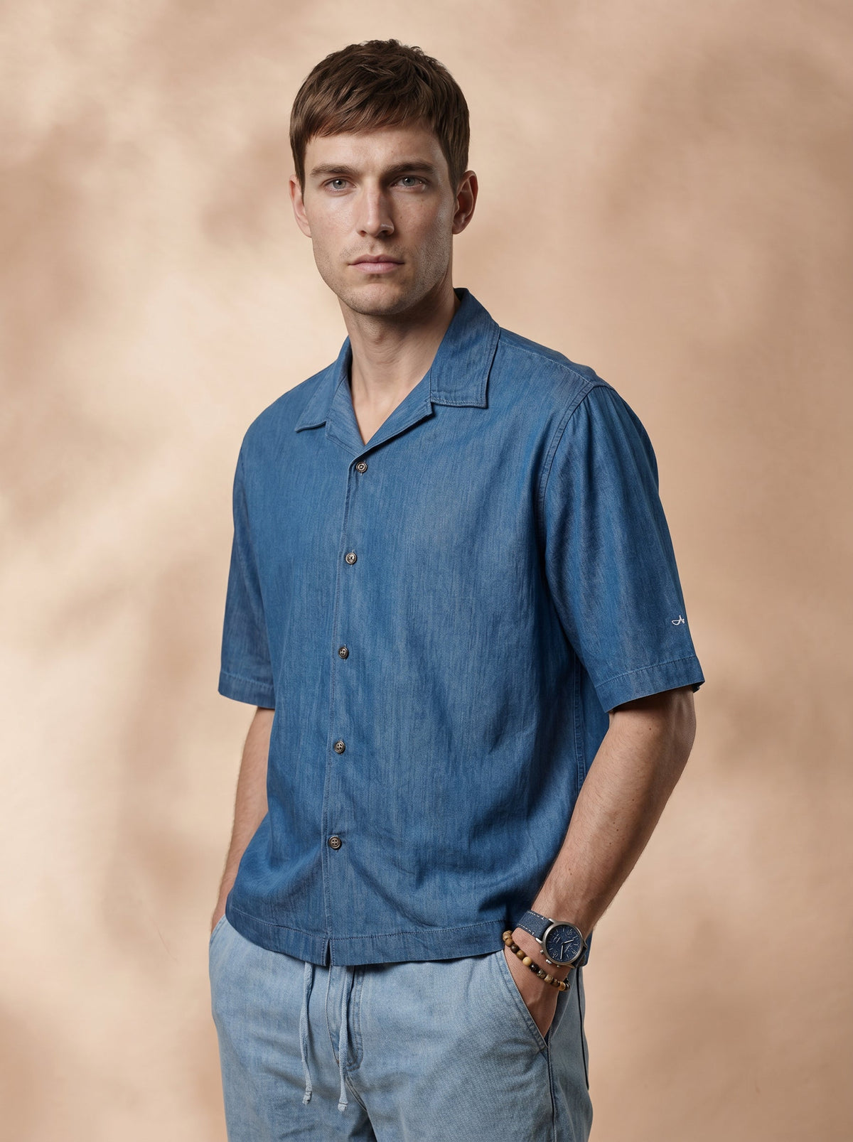 Regular Fit Cotton Blue Casual Shirt for Men (DRAWN)