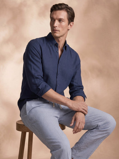 Regular Fit Cotton Navy Casual Shirt for Men (LITON)