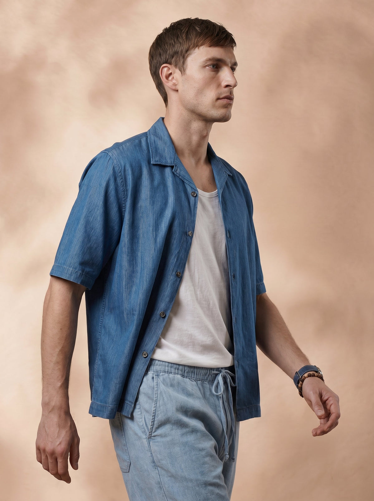 Regular Fit Cotton Blue Casual Shirt for Men (DRAWN)