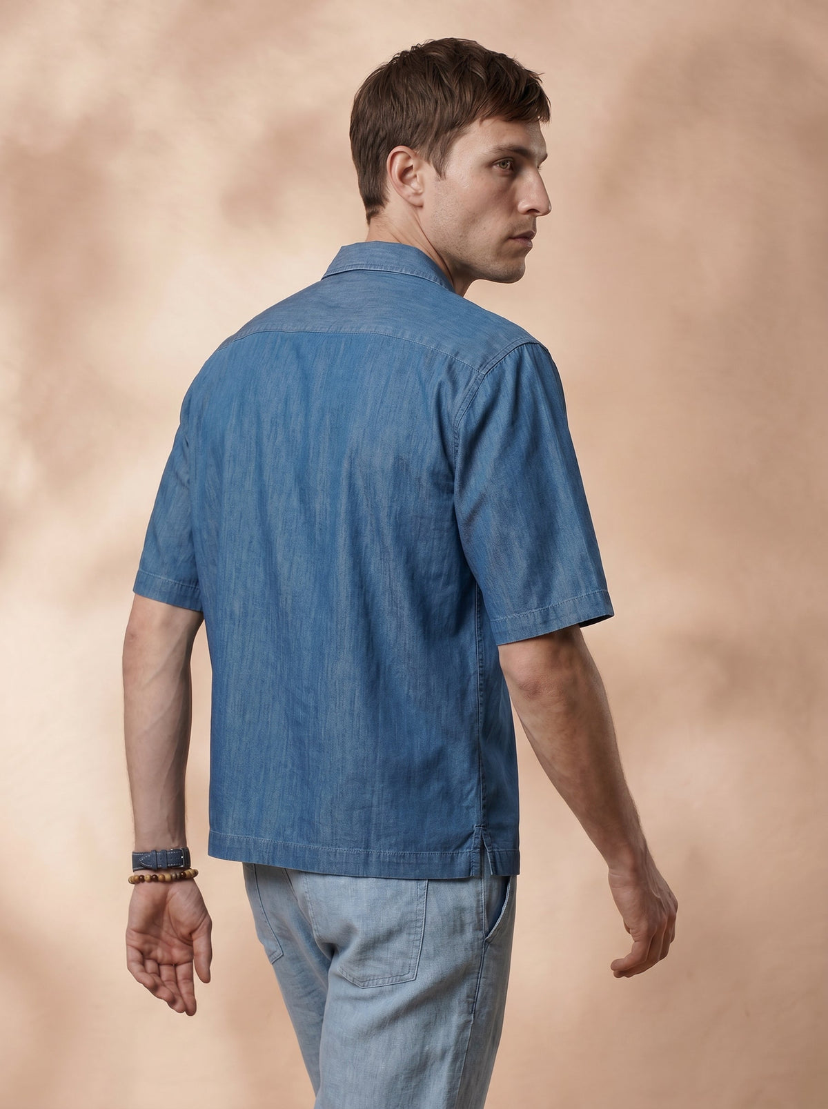 Regular Fit Cotton Blue Casual Shirt for Men (DRAWN)