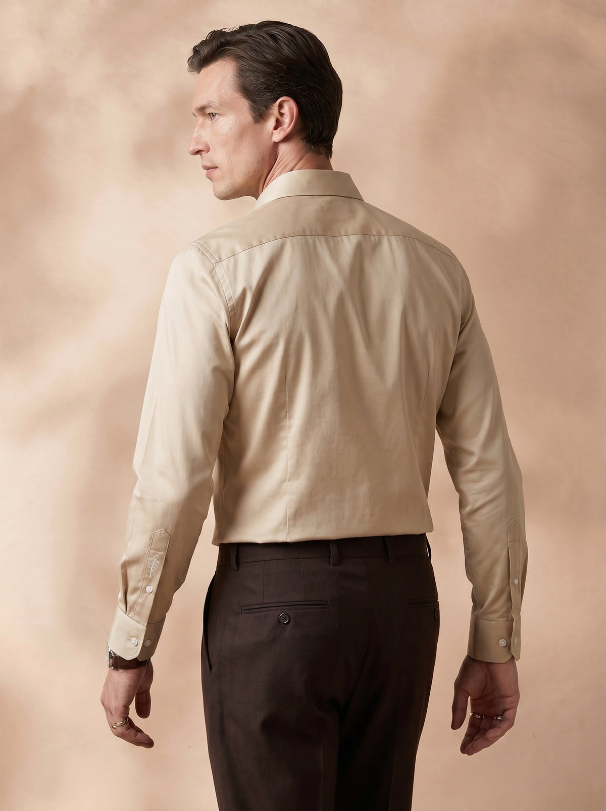Regular Fit Satin Cream Casual Shirt for Men (SEWEN)