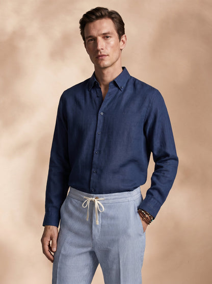 Regular Fit Cotton Navy Casual Shirt for Men (LITON)