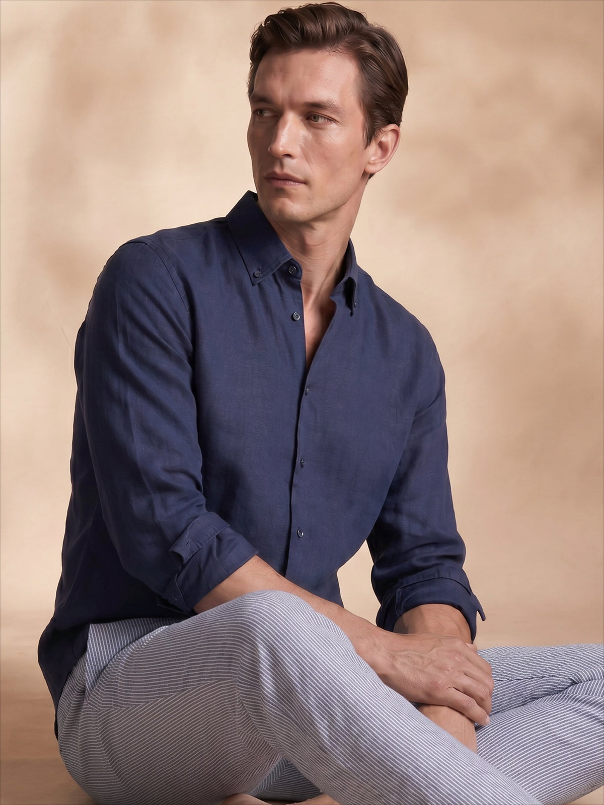 Regular Fit Cotton Navy Casual Shirt for Men (LITON)