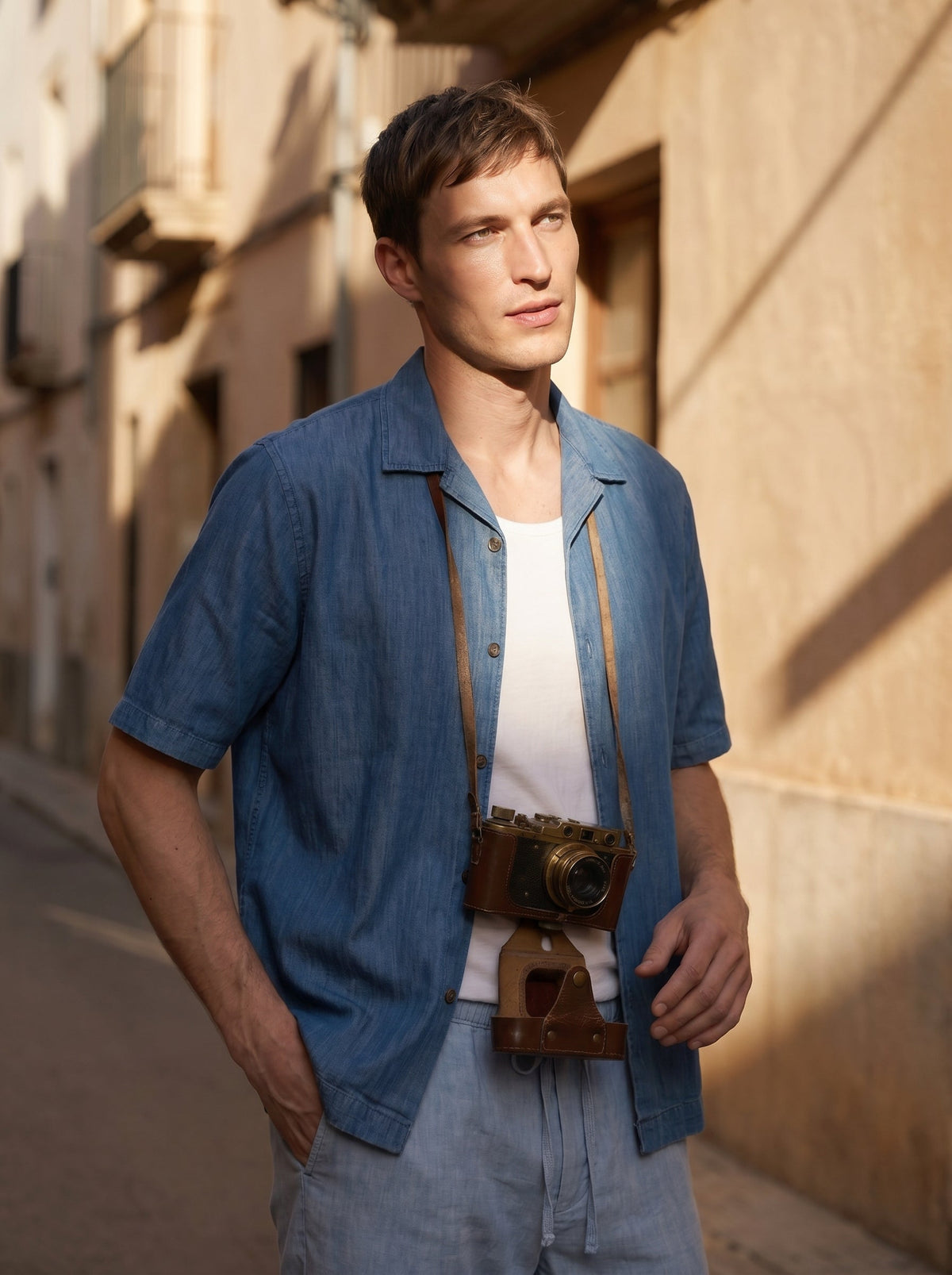 Regular Fit Cotton Blue Casual Shirt for Men (DRAWN)