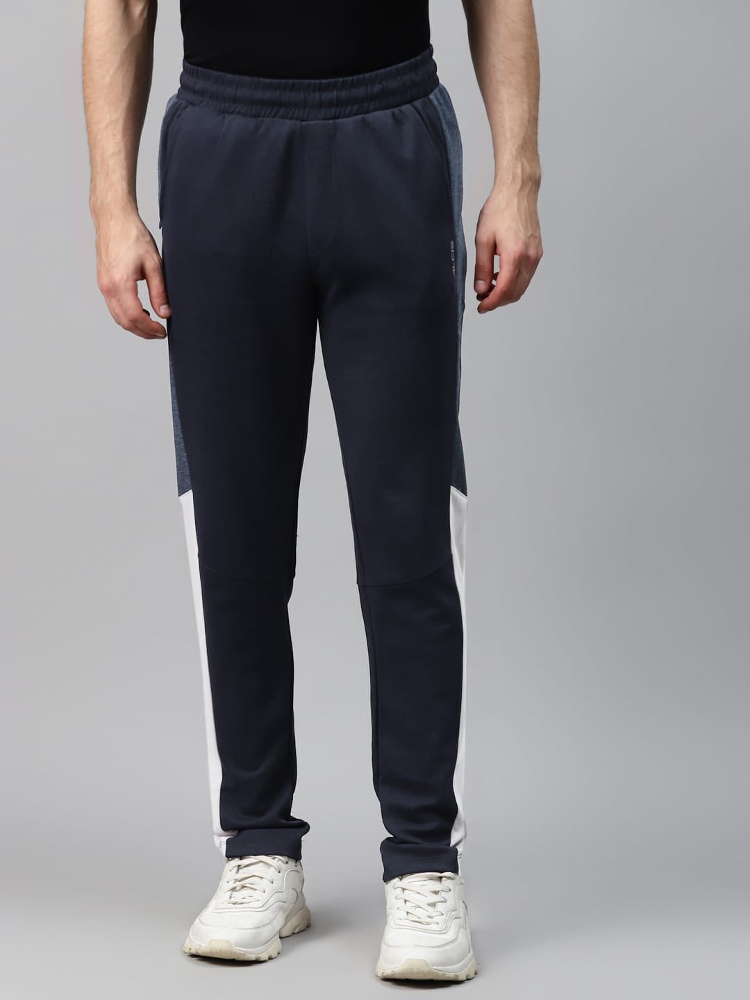 Alcis Men Navy Blue Solid Slim Fit Pure Cotton Training Track Pants