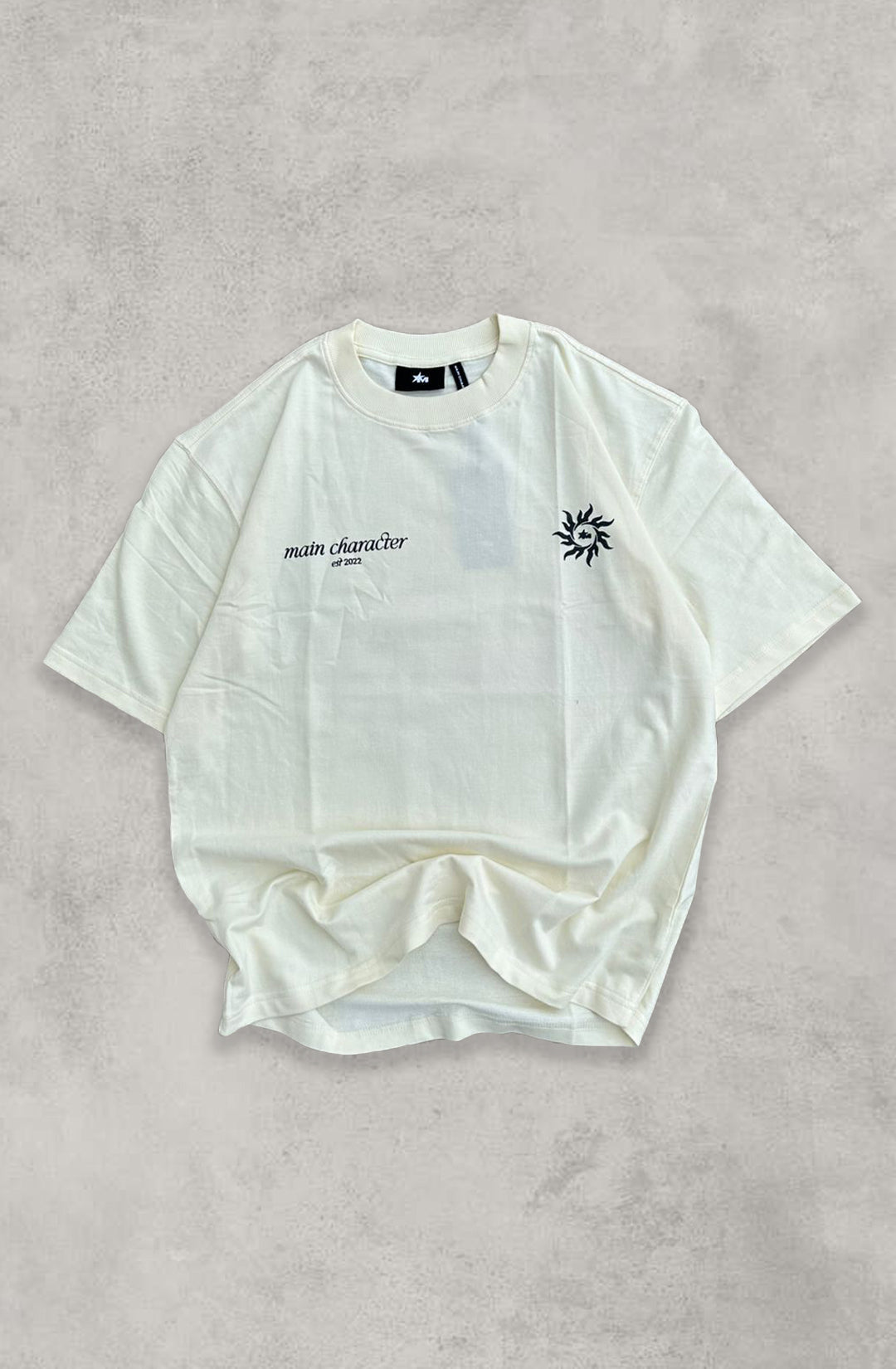 Metanoia Printed Cream Oversized T-Shirt Main Character
