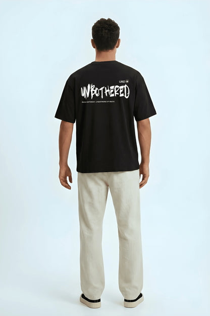 Relaxed Fit Unbothered Black T-Shirt for Men