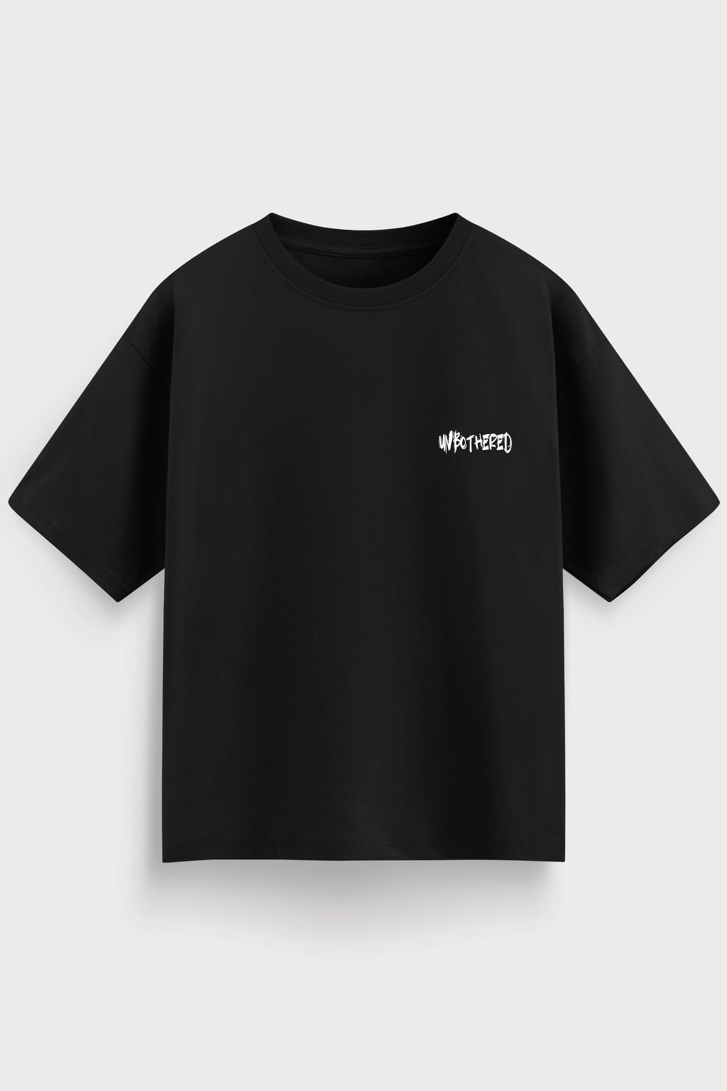 men-RelaxedFit-black-tshirt-Unbothered-front