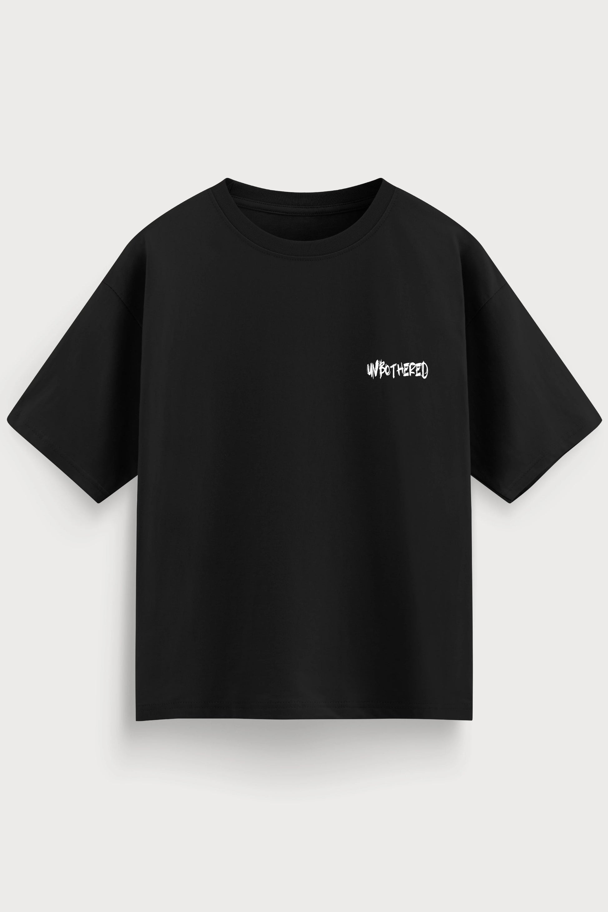 men-RelaxedFit-black-tshirt-Unbothered-front