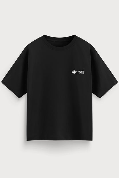 men-RelaxedFit-black-tshirt-Unbothered-front