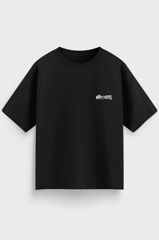 men-RelaxedFit-black-tshirt-Unbothered-front