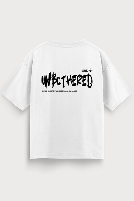 Relaxed Fit Unbothered White T-Shirt for Men