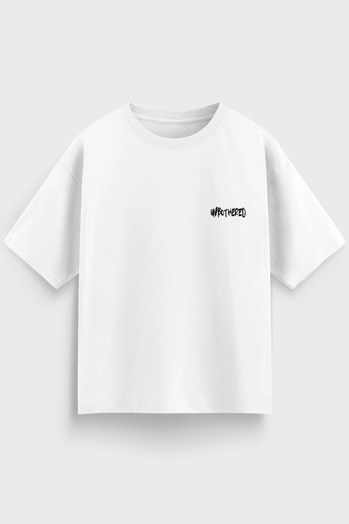men-RelaxedFit-white-tshirt-Unbothered-front