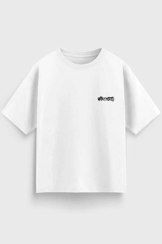 men-RelaxedFit-white-tshirt-Unbothered-front