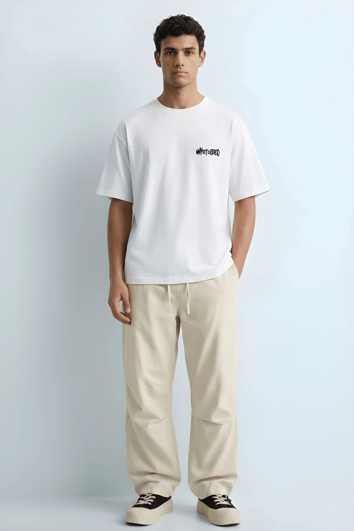 Relaxed Fit Unbothered White T-Shirt for Men