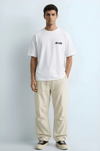 Relaxed Fit Unbothered White T-Shirt for Men